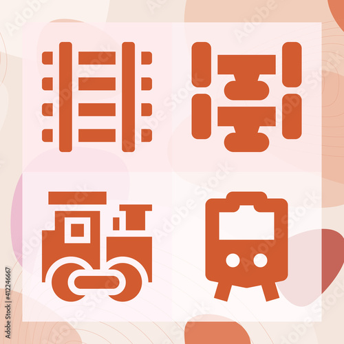 Simple set of railways related filled icons