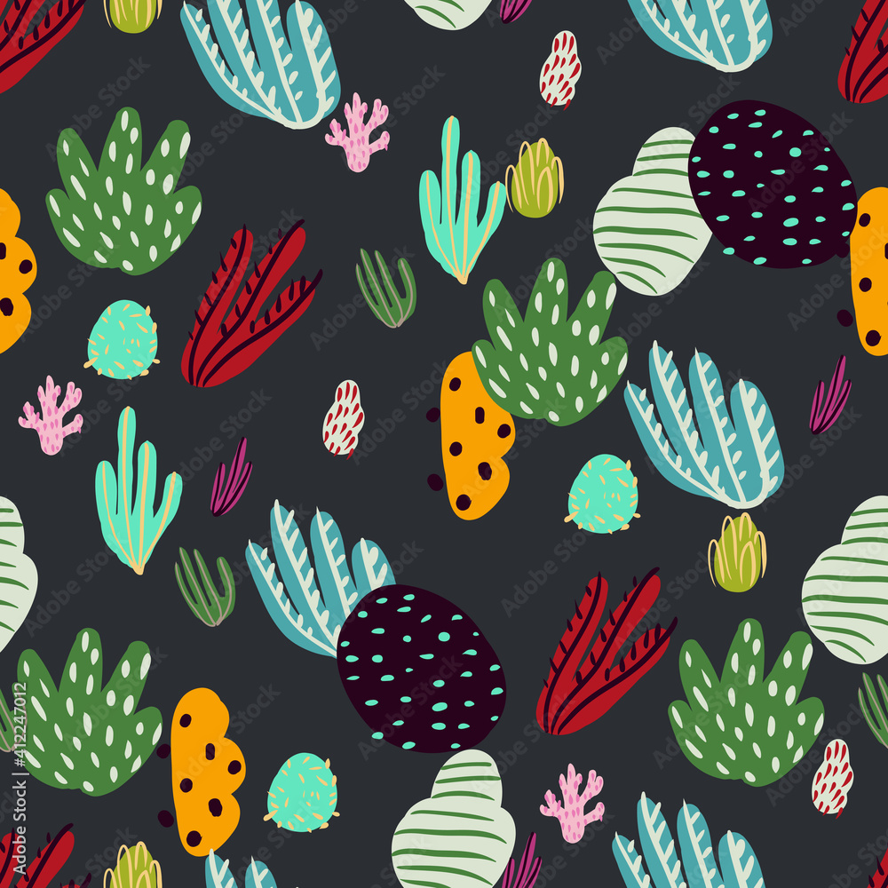 Bright underwater seamless pattern with beautiful corals. Bright underwater seamless pattern with beautiful corals.