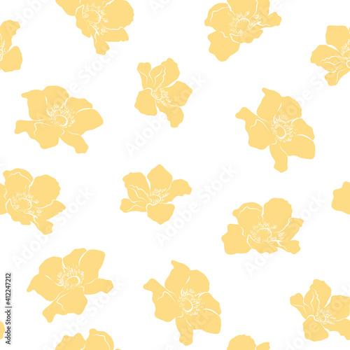 Tableau sur toile Seamless pattern with yellow flowers