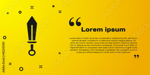 Black Sword toy icon isolated on yellow background. Vector.