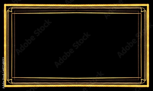 Gold rectangular frame in art Deco style