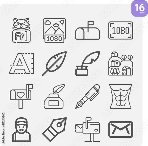 Simple set of settlement related lineal icons.