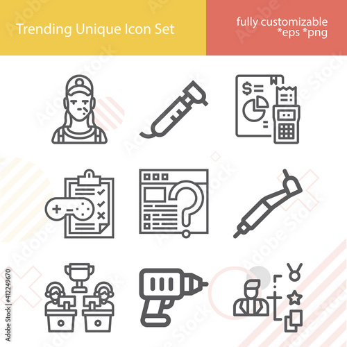 Simple set of review related lineal icons.