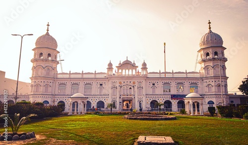 Nankana Sahib, Punjab, Pakistan - April, 12, 2020: The Sarovar (Holiest Pool), Gurdwara Janamasthan Guru Nanak Dev Ji, located at Nankana Sahib District.