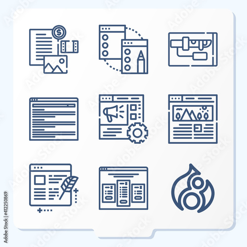 Simple set of 9 icons related to argument photo