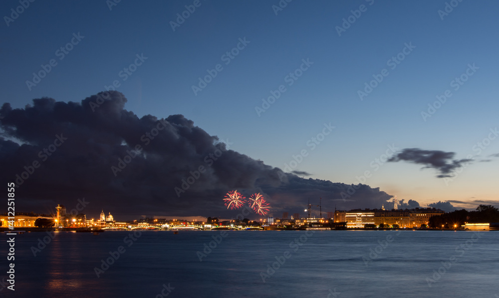 View of the spit of Vasilievsky Island across the Neva. St.Petersburg