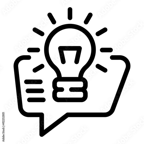 Idea bulb chat icon. Outline idea bulb chat vector icon for web design isolated on white background