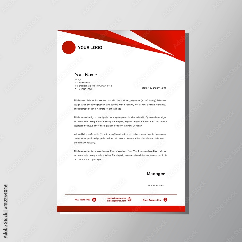 Simple modern letterhead design with gradient red Simple modern letterhead design with gradient red
