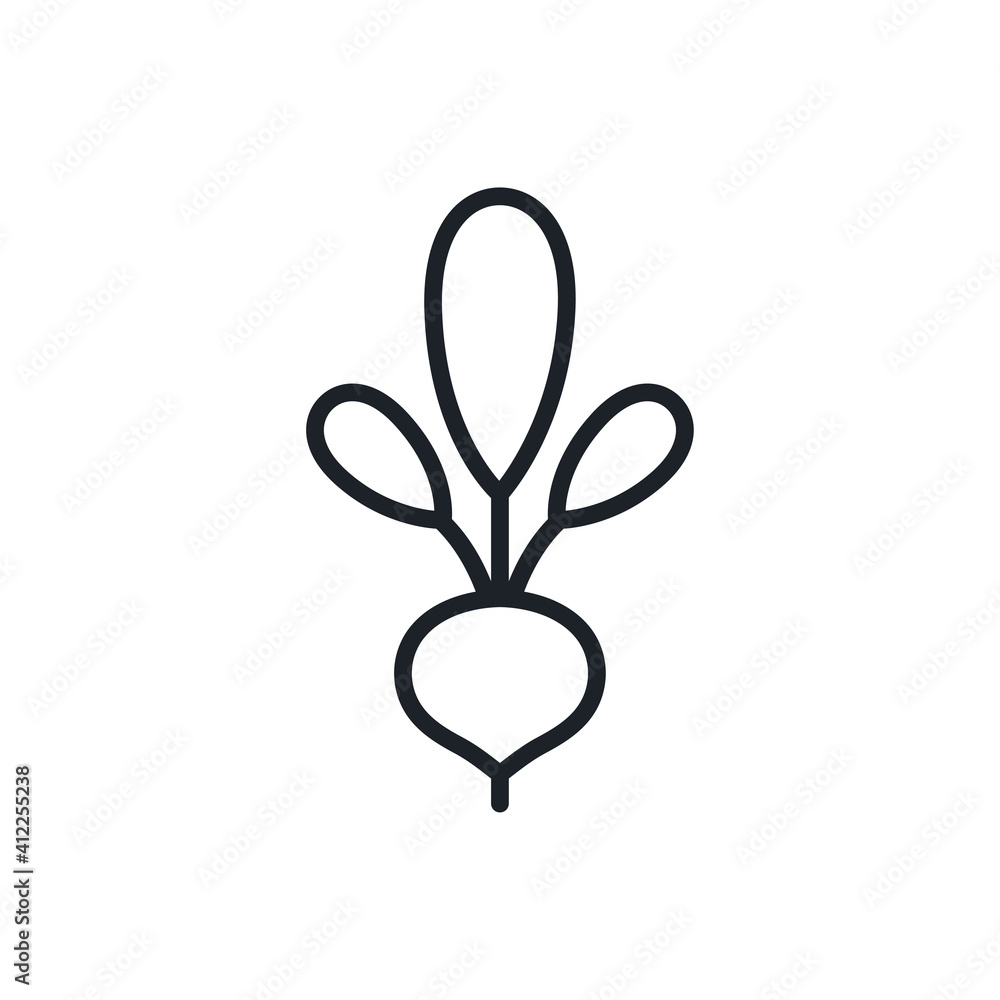 Beetroot icon. Vector linear icon, contour, shape, outline isolated on a white background. Thin line. Modern minimalistic design. Vegetables
