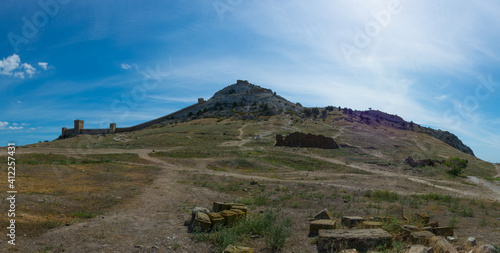 The Genoese fortress is a fortress in the city of Sudak, Crimea photo