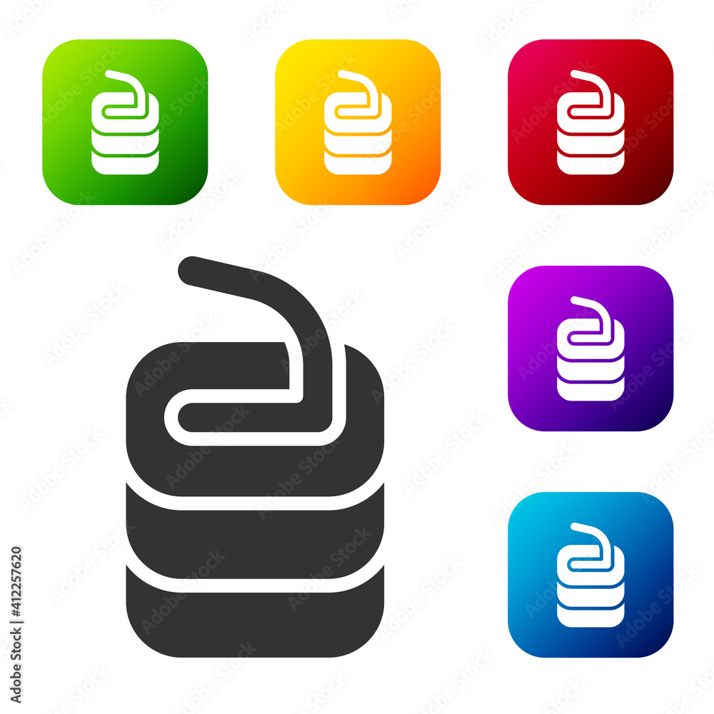 Black Stone for curling sport game icon isolated on white background. Sport equipment. Set icons in color square buttons. Vector. Black Stone for curling sport game icon isolated on white background. Sport equipment. Set icons in color square buttons. Vector.