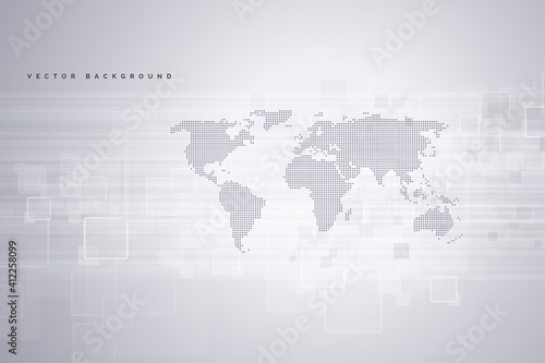 Global network connection.Abstract background technology graphic design. Network wireless systems and internet . Big data .Global network high speed connection data rate technology