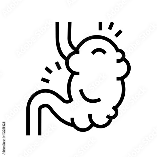bloating digestion system line icon vector. bloating digestion system sign. isolated contour symbol black illustration