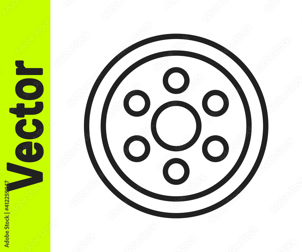 Black line Alloy wheel for a car icon isolated on white background. Vector Illustration. Black line Alloy wheel for a car icon isolated on white background. Vector Illustration.