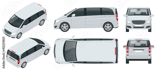 Stampa su tela Electric Minivan with Premium Touches, Passenger Van Car vector template on background