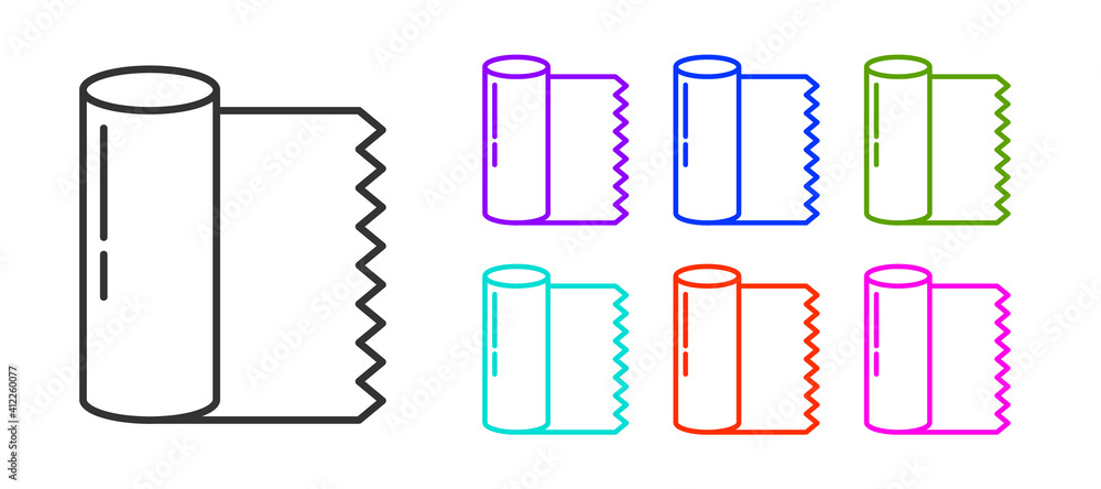 Black line Textile fabric roll icon isolated on white background. Roll, mat, rug, cloth, carpet or paper roll icon. Set icons colorful. Vector Illustration. Black line Textile fabric roll icon isolated on white background. Roll, mat, rug, cloth, carpet or paper roll icon. Set icons colorful. Vector Illustration.
