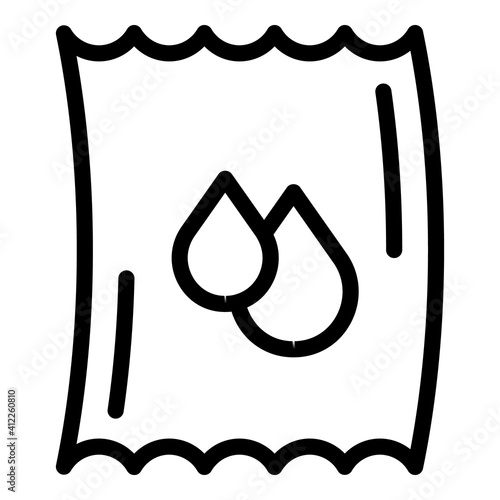 Wet tissue icon. Outline wet tissue vector icon for web design isolated on white background
