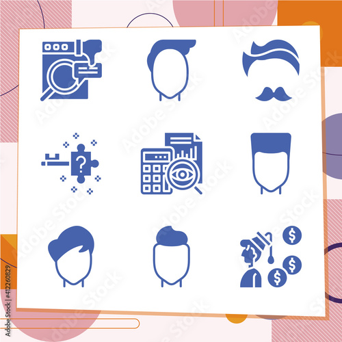 Simple set of 9 icons related to difficulties