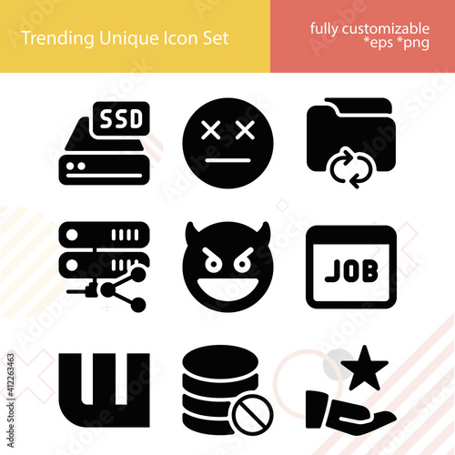 Simple set of stranger related filled icons.