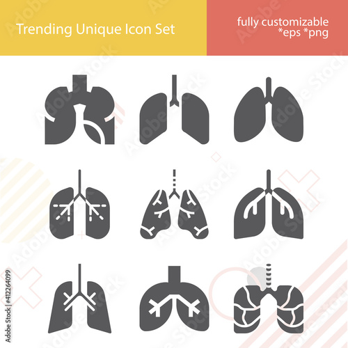 Simple set of air cell related filled icons.