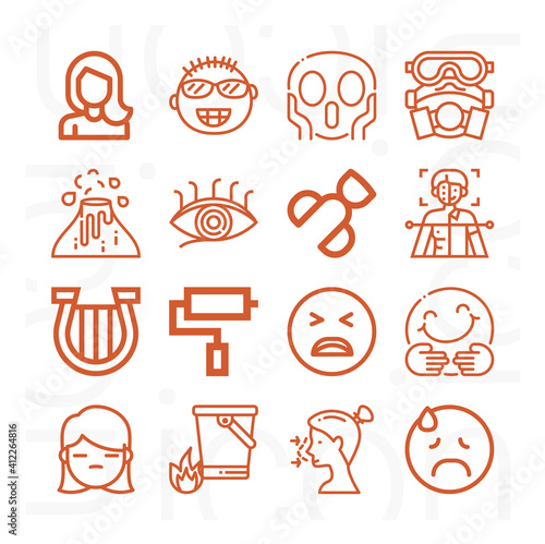 16 pack of expression  lineal web icons set