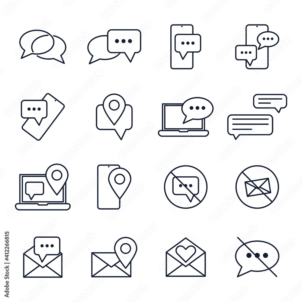 Set of Message Chat icon. SMS mail pack symbol template for graphic and web design collection logo vector illustration Set of Message Chat icon. SMS mail pack symbol template for graphic and web design collection logo vector illustration