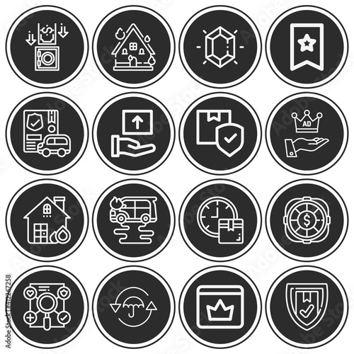 16 pack of insured  lineal web icons set