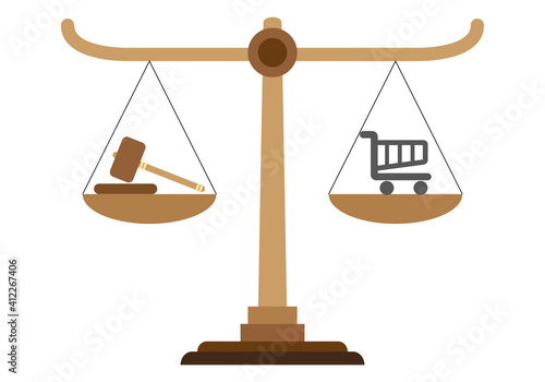 Balanza de justicia por los derechos del consumidor.