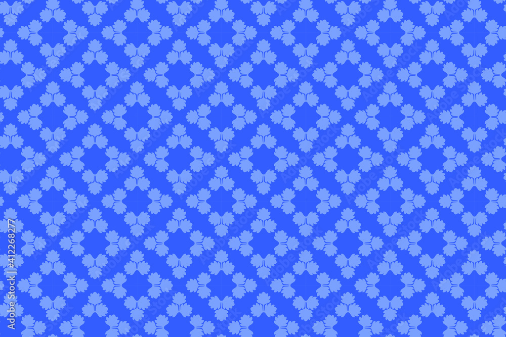 Blue pattern with vegetable texture seamless pattern
