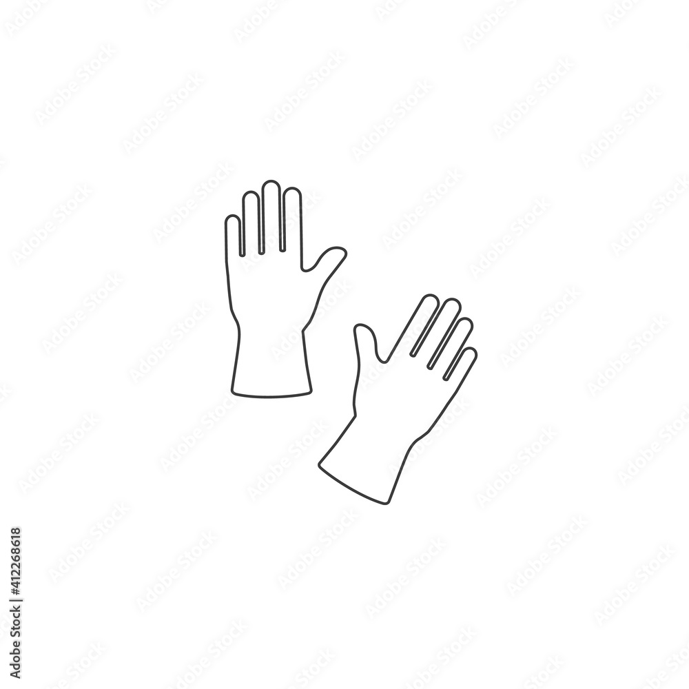 Obraz premium Gloves flat style line icon design, Cleaning service wash home hygiene equipment 