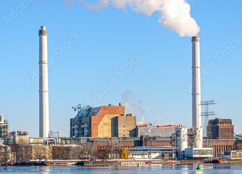 Berlin, Germany - Vattenfall combined heat and power plant in Klingenberg on the River Spree photo