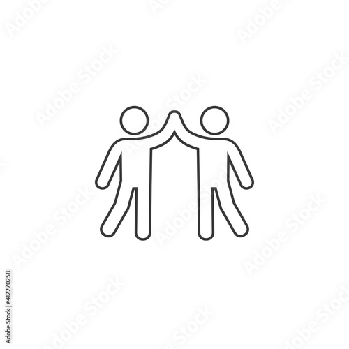 High five hand gesture silhouette line icon. Friendship. Friends. Isolated vector illustration