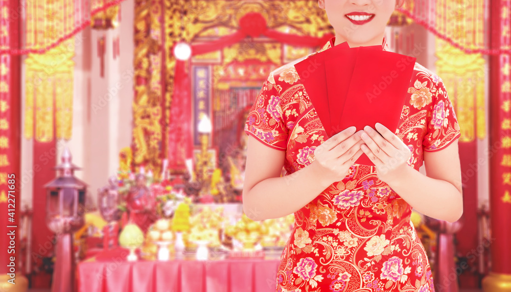 spending money for family in red envelop with Chinese new year festival spending money for family in red envelop with Chinese new year festival