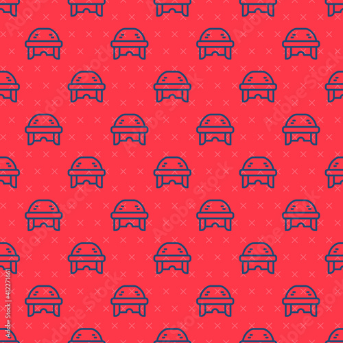Photography Blue line Hockey helmet icon isolated seamless pattern on red background