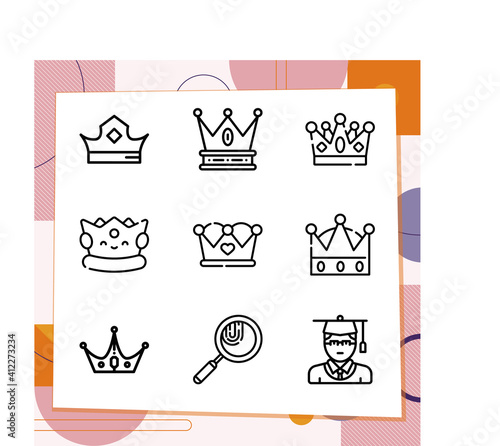 Simple set of 9 icons related to prosecution