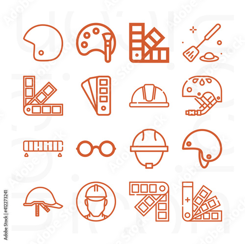 16 pack of armour plate  lineal web icons set