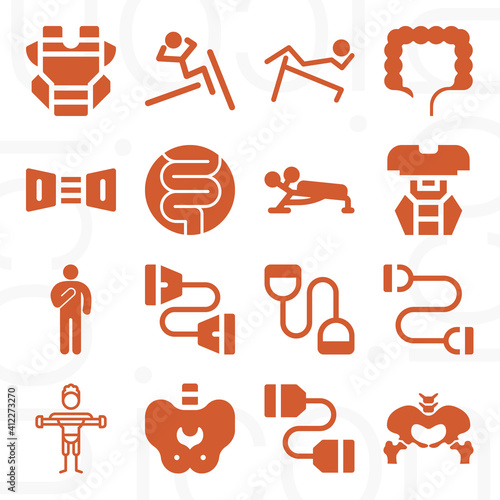 16 pack of abdominal  filled web icons set