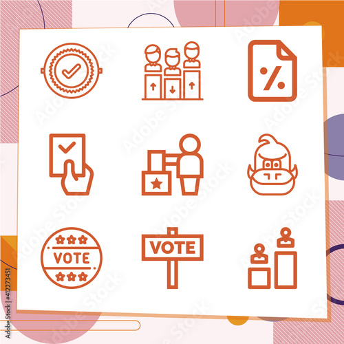 Simple set of 9 icons related to democrat