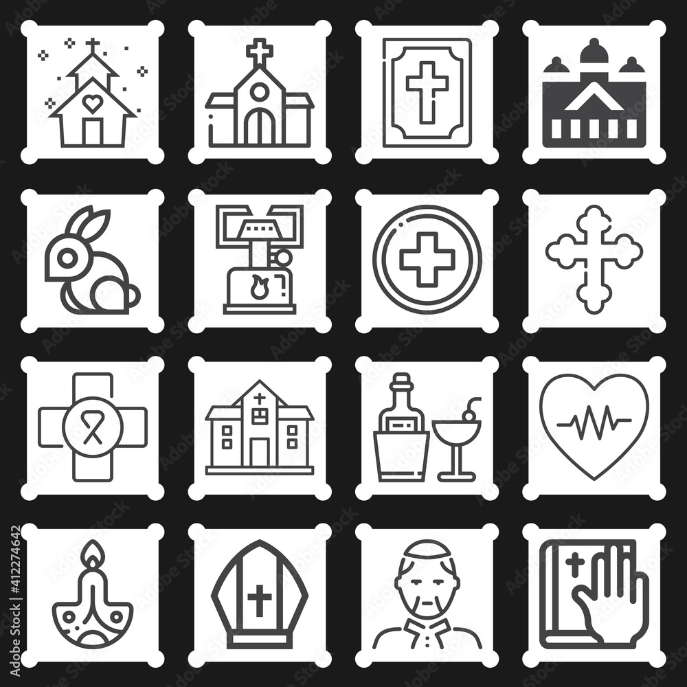 Fototapeta premium 16 pack of christianity lineal web icons set