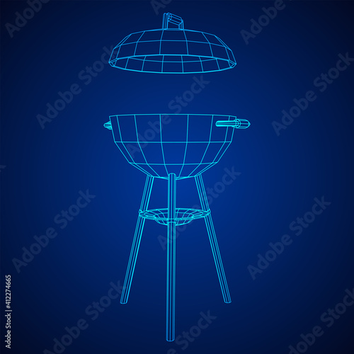 Round barbecue grill. Outdoor bbq party