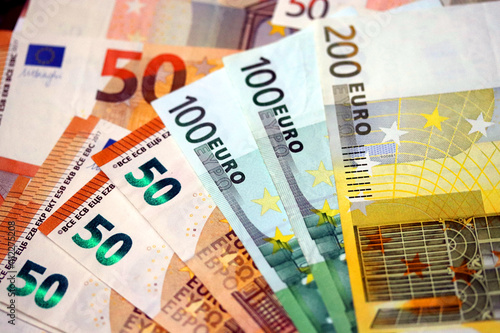Euro banknotes and coins