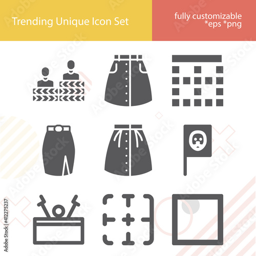 Simple set of fringe related filled icons.