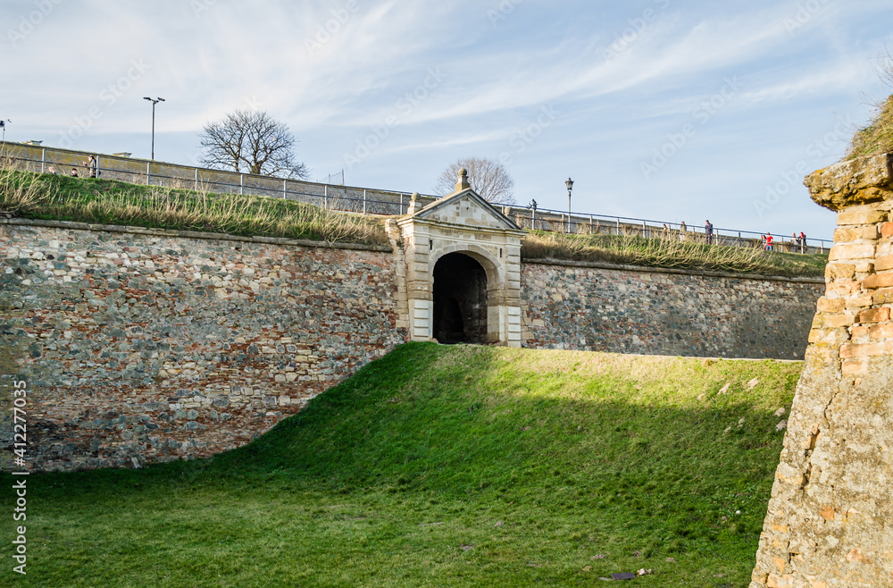 One of the many entrance gates at the Petrovaradin Fortress in Novi Sad, Serbia 