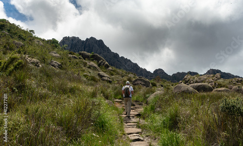 hiking in the mountains