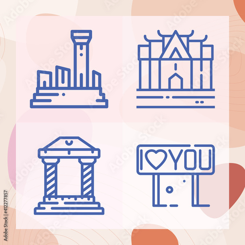 Simple set of statue related lineal icons