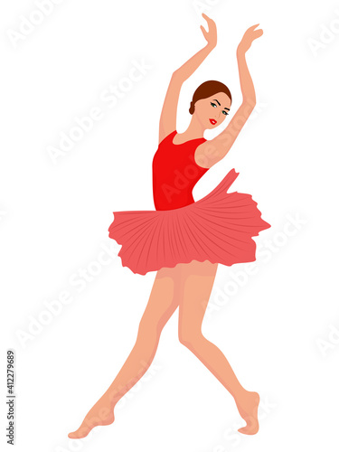Ballerina in red and pink dress