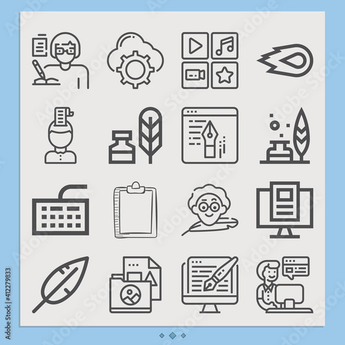 Simple set of journalists related lineal icons.