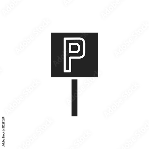 Public parking sign color line icon. Isolated vector element.