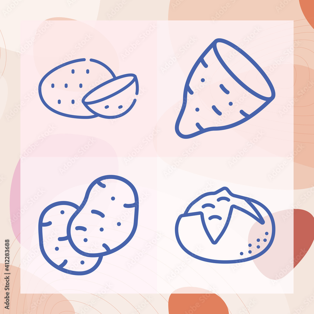 Simple set of root vegetable related lineal icons