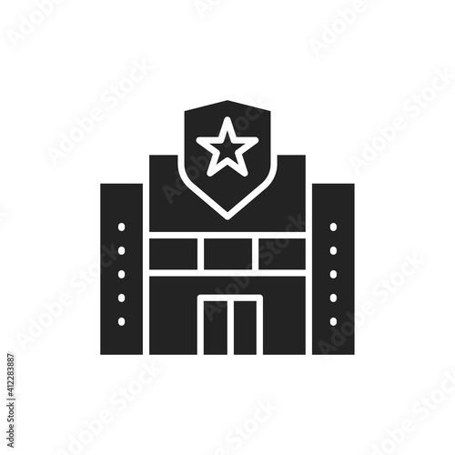 Police building color line icon. Isolated vector element.